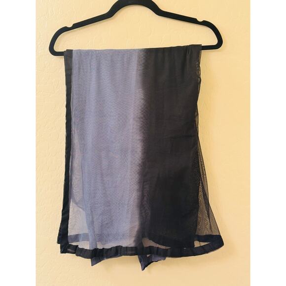 Vintage Black and Gray Wide Striped Shawl Scarf Trimmed Edge - Picture 3 of 6